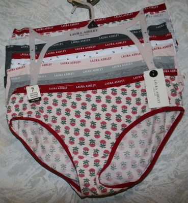 Paquete de 7 bragas LAURA ASHLEY talla grande mezcla de algodón liso y floral nuevo con etiquetas percha Foto 1 de 2
