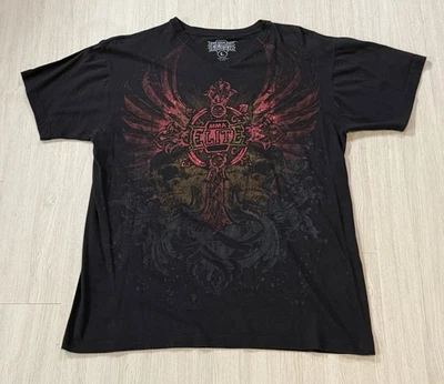 Camiseta grande con cuello en V estilo aflicción cruzada MMA Elite x UFC Jesse Pinkman Rogan Foto 1 de 4