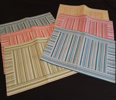 Williams Sonoma Placemats Set of 6 Colorful Striped Blue Orange Pink Green Teal - Image 1 of 4
