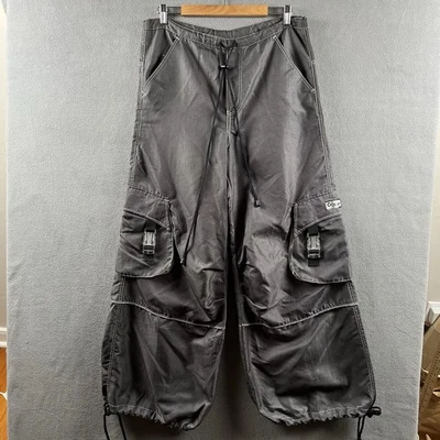Vintage CAFFEINE Pants Adult Small Gray Parachute Rave Wide Leg Baggie Y2K Skate - Image 1 of 4
