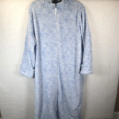 Casaco de pelúcia Oscar De La Renta com zíper completo azul/branco com bolsos tamanho G/XL - Imagem 1 de 4