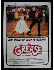 manifesto GREASE john travolta olivia newton brillantina 1 edizione 1978 A448 - Imagen 1 de 1