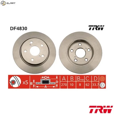 2x BRAKE DISC DF4830 FOR TOYOTA COROLLA/ALTIS/QUEST/iM AURIS/VAN/Hatchback/Van - Image 1 of 4