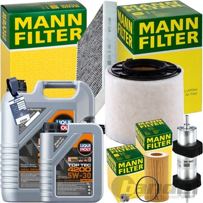 MANN-FILTER MANN INSPEKTIONSPAKET+6L LIQUI MOLY 5W-30 ÖL passend für AUDI A4 B9 A5 F5 Q5 TDI