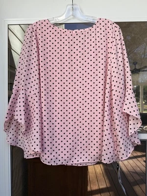 Blusa Evan Picone Etiqueta Negra Rosa Negra Lunares Talla Grande Forrada Top Nueva con Etiquetas Foto 1 de 4
