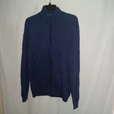 Cárdigan Suéter Tejido 100% Algodón Cremallera Completa Mediano Club Room Para Hombres Azul Marino (45E) Foto 1 de 4