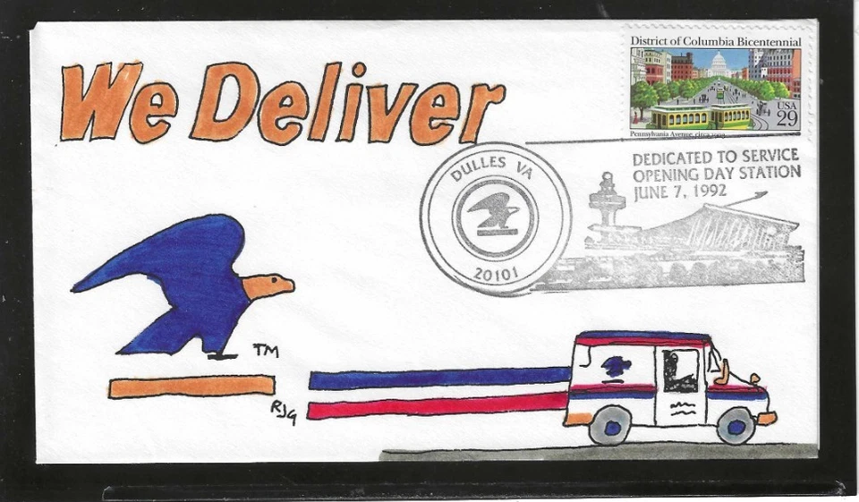 HAND PAINTED OPENING DAY STATION DEDICATION 1992 DULLES, VA 13 OF 25 - Image 1 of 1