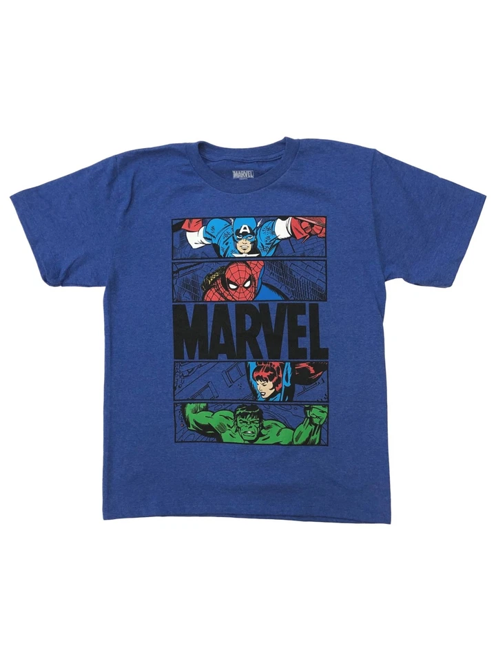 Marvel Comics Boys Blue Avengers T-Shirt Hulk Spider-Man Thor Tee Shirt M (8) - Image 1 of 1
