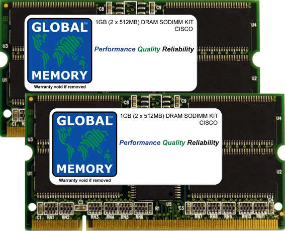 1GB (2x512MB) DRAM SODIMM RAM KIT CISCO 7200/7301/7304 ROUTERS (MEM-NPE-G1-1GB) - Image 1 of 1