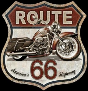 Insegna Latta Metallo Moto Route 66 Casa Garage Bar Negozio Decorazione Parete #2415 - Foto 1 di 1