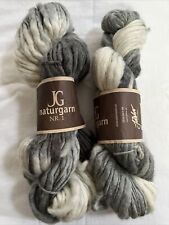 JG Naturgarn NR. 1 Yarn Gray Cream Wool Soy Silk 2 Skeins Free Shipping