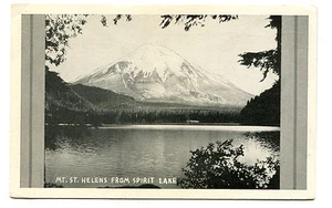 Vintage Postcard RPPC MT ST HELENS FROM SPIRIT LAKE  - Picture 1 of 2