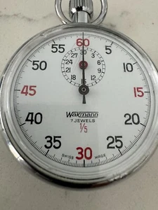 Wakmann Vintage 1/5 Stopwatch Stainless Steel 7 jewels - Picture 1 of 4