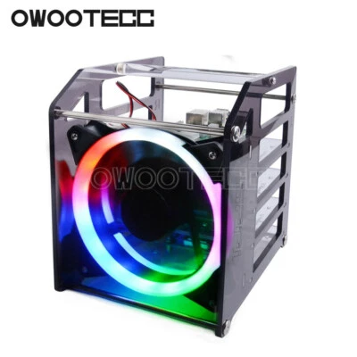 4 Layer Acrylic Case Cooling Fan LED RGB Light for Raspberry Pi 4 B / 3B+ /3B - Image 1 of 4