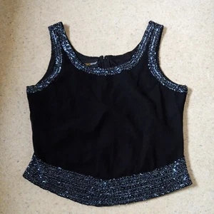 Metro Style Sz14 Tank Top Black Beaded - Picture 1 of 6
