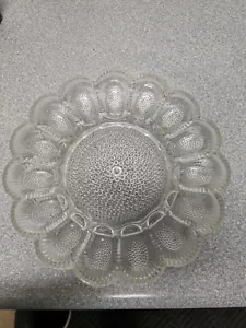 Vintage Indiana Glass Hobnail Deviled Egg Oyster Platter Clear Glass 15 Eggs 11” - Picture 1 of 4