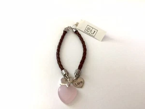 L ❤️J Pulsera Corazones Amor 8” 1 Corazón Rosa 2 Corazones Metal Nuevo Con Etiquetas Nuevo Con Etiquetas - Imagen 1 de 6