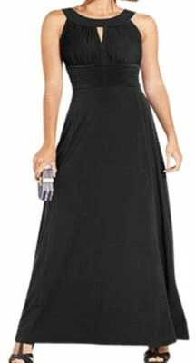 Maxi Vestido Largo Negro Signature by Sangria SEXY Plisado Elástico Mate Jersey 12 L Foto 1 de 4