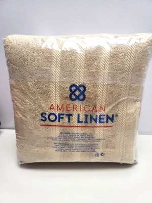 American Soft Linen Edison Luxury 100% Turkish Cotton 4 Bath Towel Set Beige - Image 1 of 4