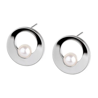 Ernstes Design Ohrstecker Stecker Ohrringe E726 Edelstahl mit Perle - Bild 1 von 3