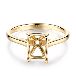 10k Yellow Gold Prong Setting Cushion Cut 9x7mm Engagement Fine Solitaire Ring - Picture 1 of 8