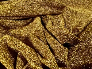 Metallic Lurex Stretch Spandex Jersey Fabric, Per Metre - Gold On Black - Picture 1 of 3