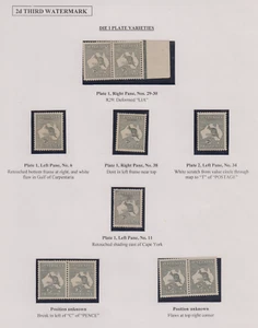 Australia 1917 Third Watermark 2d Kangaroo Issue on Exhibit Pages - Picture 1 of 4