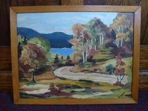 Vintage gerahmtes Ölgemälde signiert E.Hatton Bloomsbury Gruppe Landschaft 1940 1950 - Bild 1 von 12