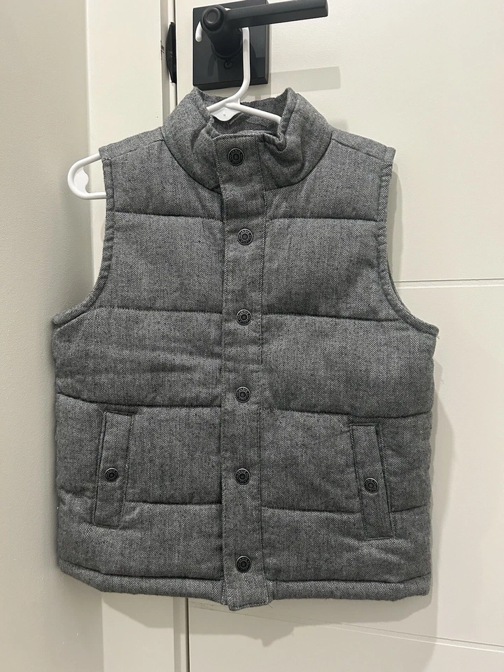 Chaleco Janie And Jack Niños 3-4 Niños Pequeños Gris Espiga Puffer Snap Up Foto 1 de 4