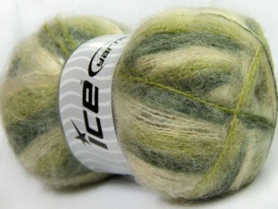 4-Skein Lot Bermuda Mohair Yarn Light green shades cream - Image 1 of 4