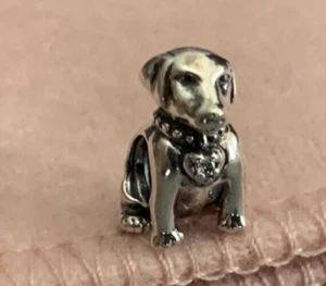 Authentic Pandora Sterling Silver Labrador Puppy Dog Charm 791379CZ NEW - Picture 1 of 6