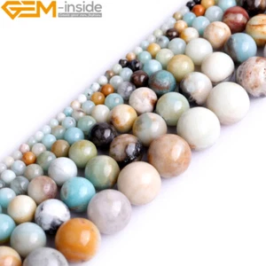 Natural Gemstone Multi Colour Amazonite Round Beads For Jewellery Making 15" UK - Picture 1 of 66
