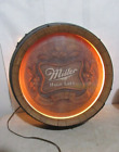 Vintage 1984 Miller High Life Beer Illuminated Barrelhead Lighted Barrel Sign