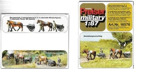 Preiser 16576 1/87 - H0 Scale - German WWII Small Arms Cart & Figures + Horses - Picture 1 of 1