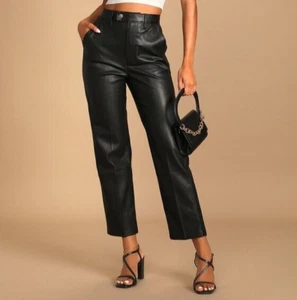 LEVIS Math Club Slacks Faux Leather Pants Straight Flare 70s Style High-Rise 28 - Picture 1 of 6