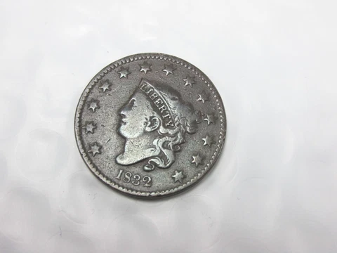 1832 Medium Letters Coronet Head US Large Cent Classic Copper Coin F Q2LL Cover