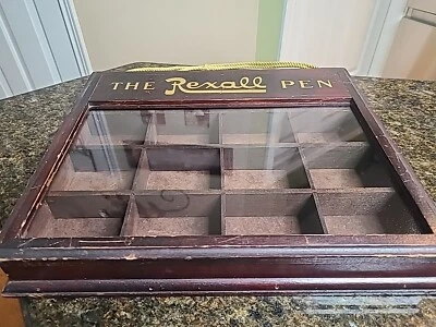 Vintage REXALL General Store Fountain Pen Wooden Display Case "THE REXALL PEN'' - Image 1 of 4