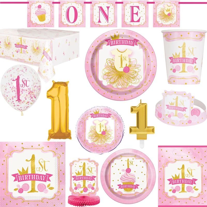 Set Di Decorazioni Per La Festa Di Compleanno Rosa E Oro Per Bambine - Immagine 1 di 1