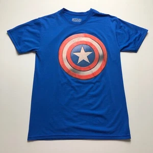 Marvel Captain America T Shirt Men's Small S Blue Red Crew Neck Short Sleeve Tee - Picture 1 of 6