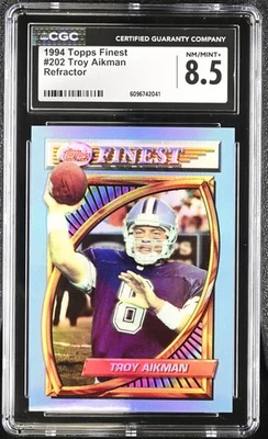 1994 Finest Refractor #202 Troy Aikman CGC 8.5 - Image 1 of 2
