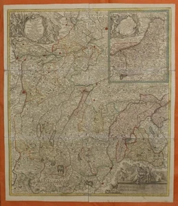 BAVARIA GERMANY 1730ca MATTHÄUS SEUTTER UNUSUAL ANTIQUE COPPER ENGRAVED MAP - Picture 1 of 1