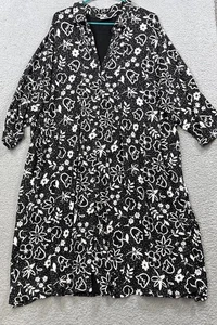 J.Jill Shirt Dress Women's Size 4X Black Floral Long Sleeve Knee Length - Picture 1 of 9