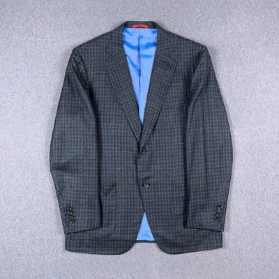 Isaia Blazer Mens EU 54 / US 44 Wool Silk Linen Cashmere Plaid Vintage Elegance - Image 1 of 4