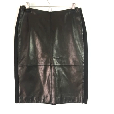 Talbots Mujer 4 Faldas Piel de Cordero Cuero Lápiz Chocolate Oscuro Marrón Tejido Espalda Foto 1 de 4