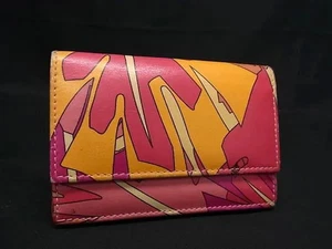 EMILIO PUCCI Leder Allover Print Kartenetui Geometrisches Muster Rosa Authentisch - Bild 1 von 12