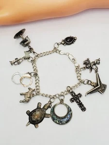 Pulsera vintage de plata de ley con 10 dijes - 28 g (70) - Imagen 1 de 10