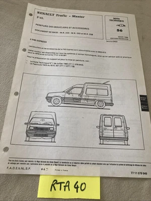 Renault Nota Tecnica 1986 F40 EXPRESS MASTER TRAFIC Vernice Paraurti - Immagine 1 di 2