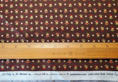 Jo Morton Glad Tidings Moda Cotton Quilt Fabric Tiny Leaves on Brown BTY - Image 1 of 2