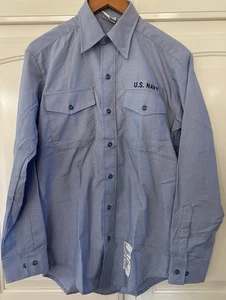 US NAVY Long Sleeve Chambray Utility Work Shirt Men's Size M - 34SL NEW - Picture 1 of 10