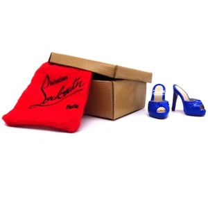 Christian Louboutin Barbie Gold Label Blue Mules Shoes NEW - Picture 1 of 5